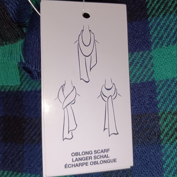 🆕Lands' End CashTouch Winter Scarf Emerald Gulf Gingham Black Watch Plaid - Picture 3 of 7